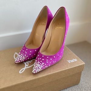 Christian Louboutin Suede Degrastrass 100mm in Indian Rose, Size EU 34